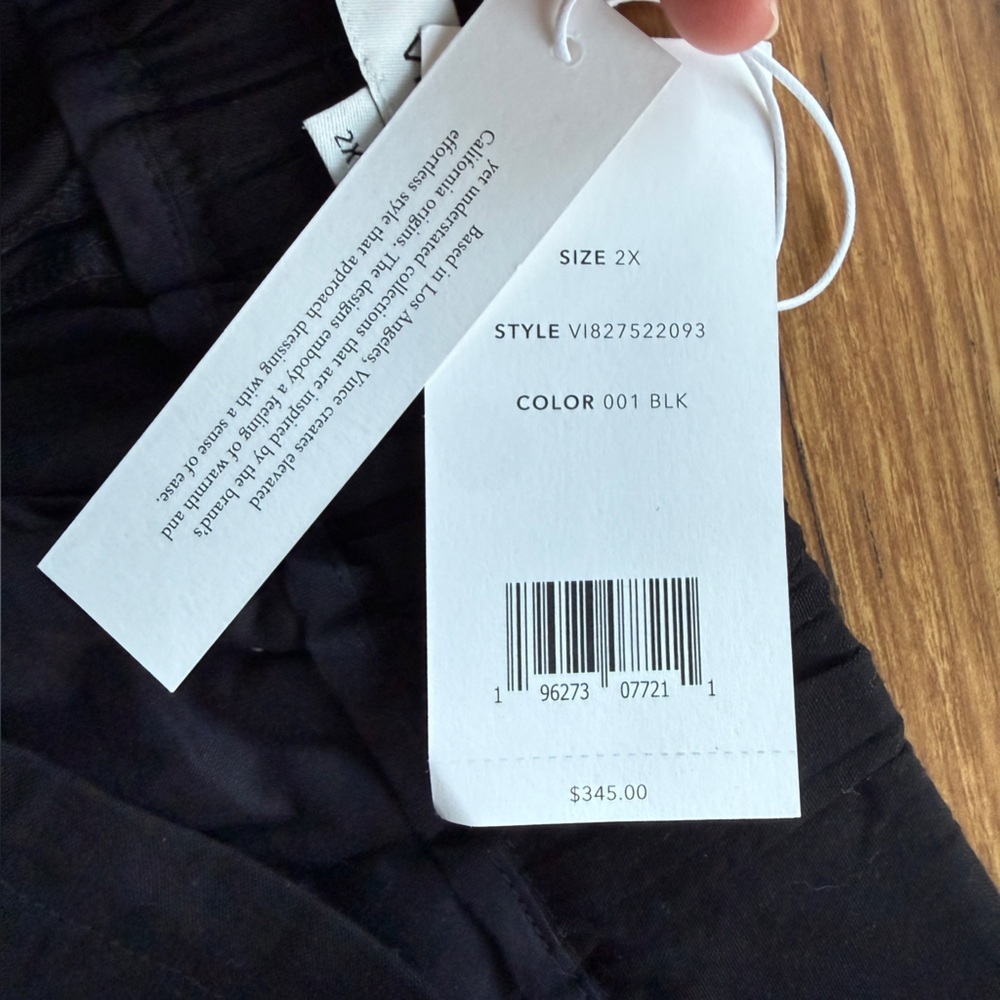 Vince Stretch Linen Trousers Black NWT Women’s Size 2X - Picture 3 of 7